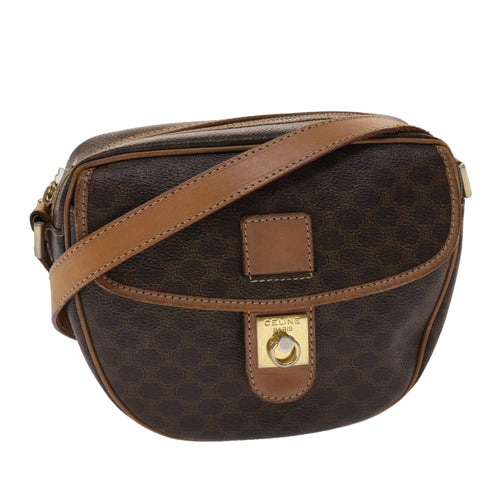 CELINE Macadam Canvas Shoulder Bag PVC Leather Brown  rd4009