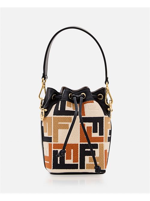 Fendi Women Mini Mon Tresor Canvas Embroidery Bag