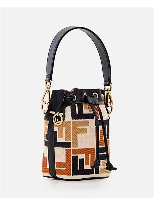 Fendi Women Mini Mon Tresor Canvas Embroidery Bag