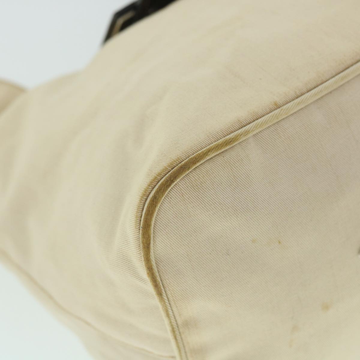FENDI Mamma Baguette Shoulder Bag Canvas Leather Beige Brownti1234