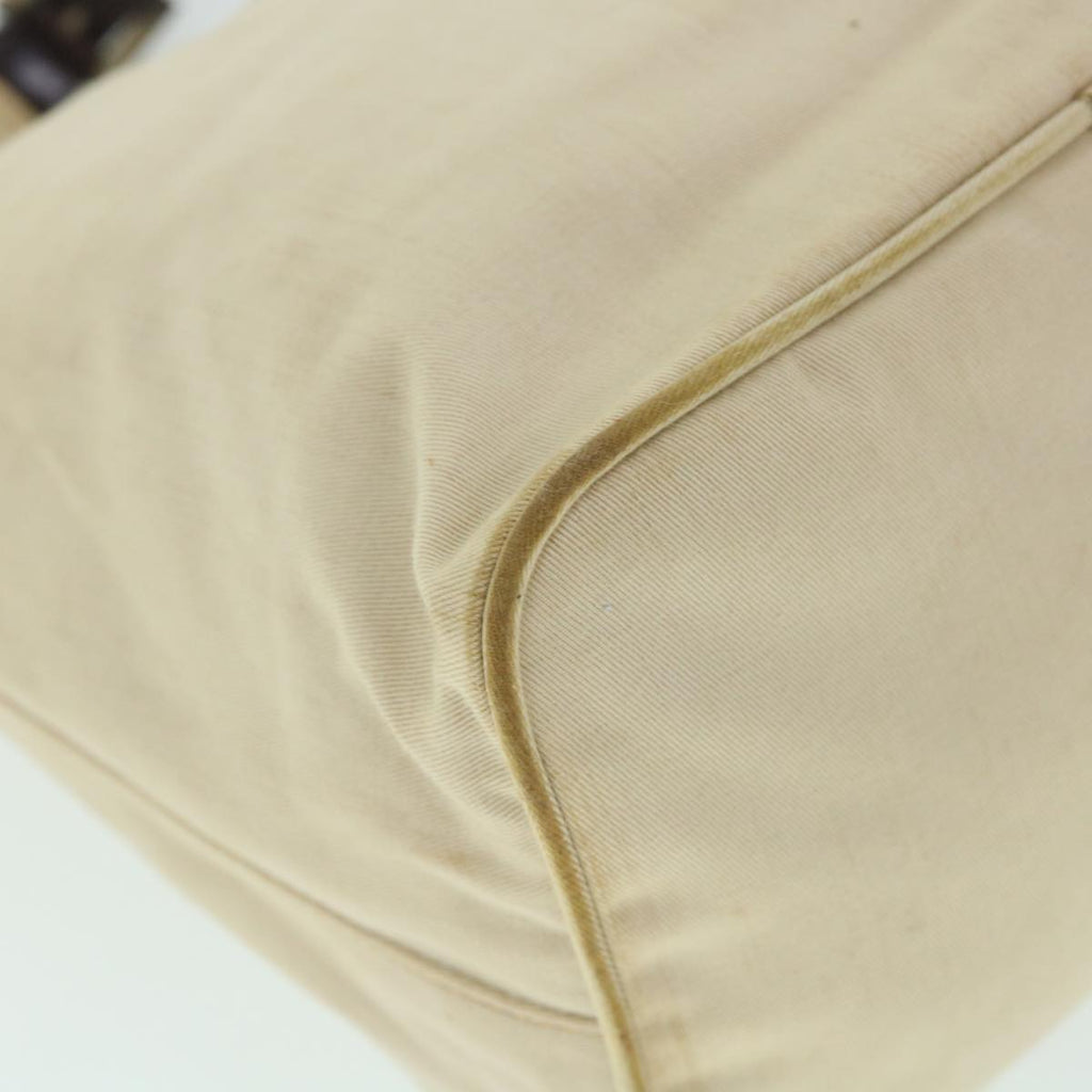 FENDI Mamma Baguette Shoulder Bag Canvas Leather Beige Brownti1234