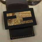 FENDI Mamma Baguette Shoulder Bag Canvas Leather Beige Brownti1234