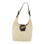 FENDI Mamma Baguette Shoulder Bag Canvas Leather Beige Brownti1234