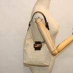 FENDI Mamma Baguette Shoulder Bag Canvas Leather Beige Brownti1234