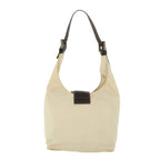 FENDI Mamma Baguette Shoulder Bag Canvas Leather Beige Brownti1234