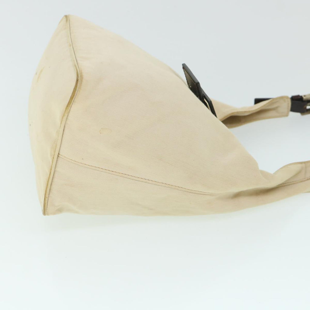 FENDI Mamma Baguette Shoulder Bag Canvas Leather Beige Brownti1234