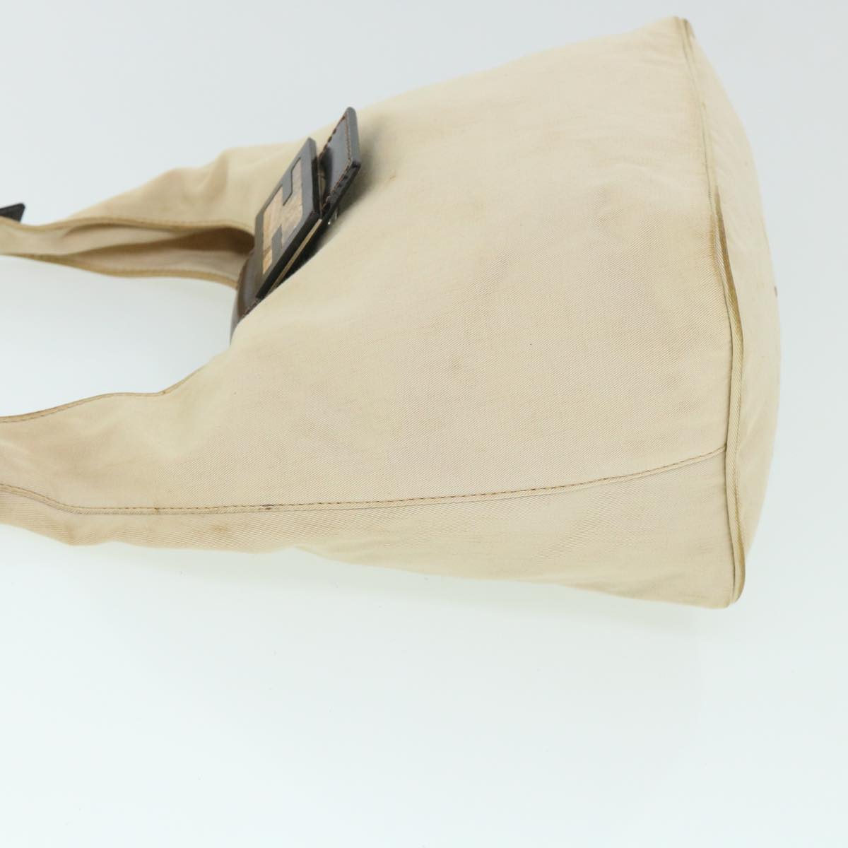 FENDI Mamma Baguette Shoulder Bag Canvas Leather Beige Brownti1234