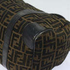 FENDI Zucca Canvas Boston Bag Leather Black Brownti1235