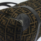 FENDI Zucca Canvas Boston Bag Leather Black Brownti1235