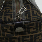 FENDI Zucca Canvas Boston Bag Leather Black Brownti1235