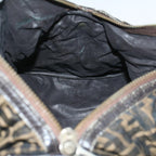 FENDI Zucca Canvas Boston Bag Leather Black Brownti1235