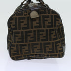 FENDI Zucca Canvas Boston Bag Leather Black Brownti1235