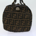 FENDI Zucca Canvas Boston Bag Leather Black Brownti1235