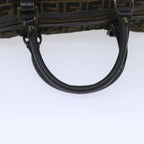 FENDI Zucca Canvas Boston Bag Leather Black Brownti1235
