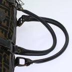 FENDI Zucca Canvas Boston Bag Leather Black Brownti1235