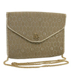 CHRISTIAN DIOR Honeycomb Canvas Chain Shoulder Bag Beige Auth ti1244