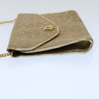 CHRISTIAN DIOR Honeycomb Canvas Chain Shoulder Bag Beige Auth ti1244