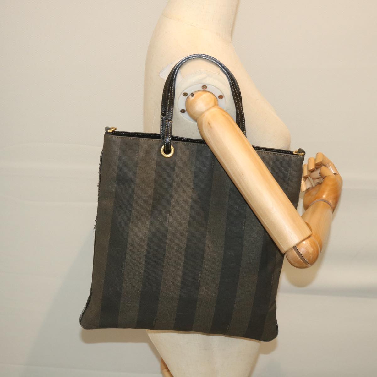 FENDI Pecan Canvas Tote Bag Coated Canvas Brown Blackti1269