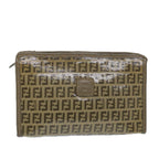 FENDI Zucchino Canvas Clutch Bag Coated Canvas Brownti1271