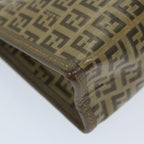 FENDI Zucchino Canvas Clutch Bag Coated Canvas Brownti1271