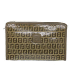FENDI Zucchino Canvas Clutch Bag Coated Canvas Brownti1271