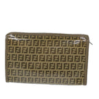 FENDI Zucchino Canvas Clutch Bag Coated Canvas Brownti1271