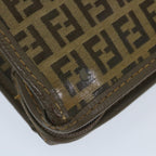 FENDI Zucchino Canvas Clutch Bag Coated Canvas Brownti1271