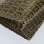 FENDI Zucchino Canvas Clutch Bag Coated Canvas Brownti1272