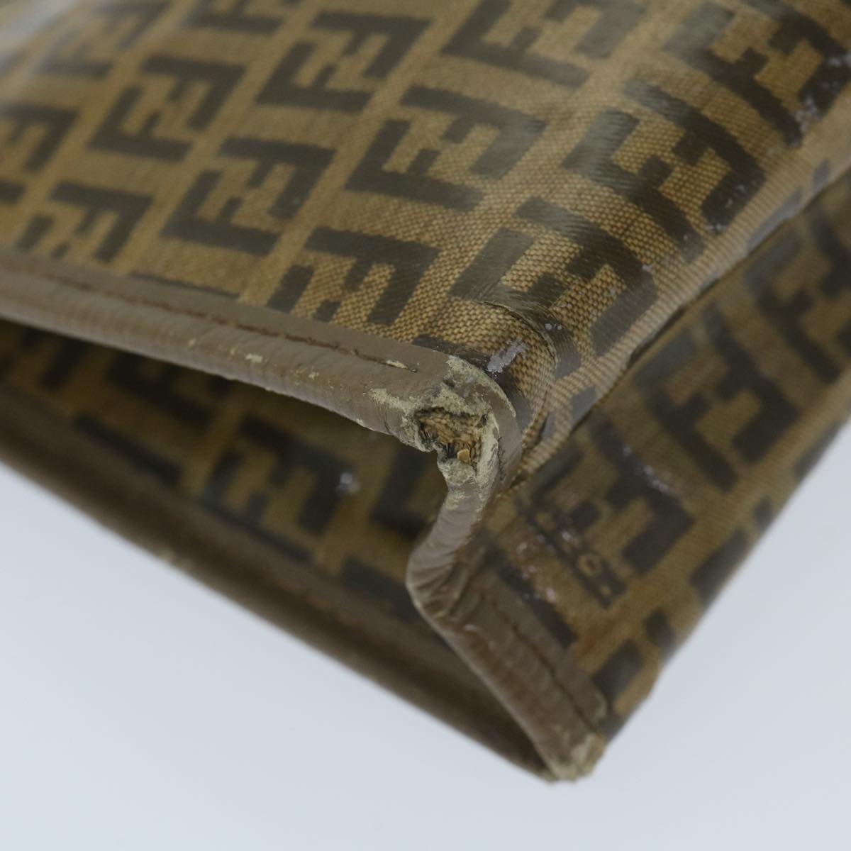 FENDI Zucchino Canvas Clutch Bag Coated Canvas Brownti1272