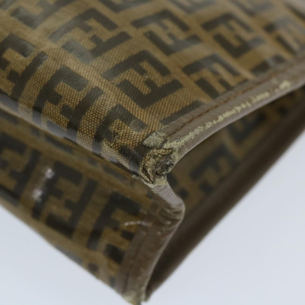 FENDI Zucchino Canvas Clutch Bag Coated Canvas Brownti1272
