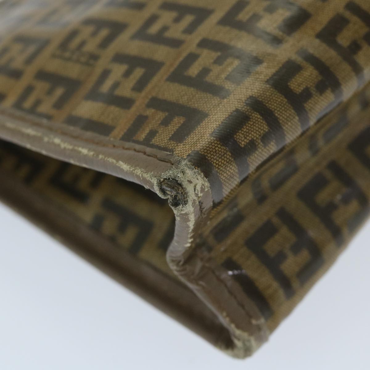 FENDI Zucchino Canvas Clutch Bag Coated Canvas Brownti1272