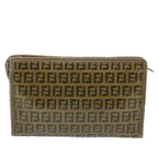 FENDI Zucchino Canvas Clutch Bag Coated Canvas Brownti1272