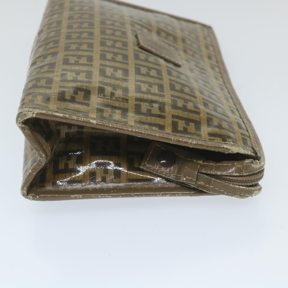 FENDI Zucchino Canvas Clutch Bag Coated Canvas Brownti1272