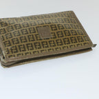 FENDI Zucchino Canvas Clutch Bag Coated Canvas Brownti1272