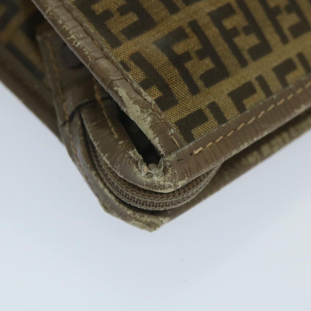 FENDI Zucchino Canvas Clutch Bag Coated Canvas Brownti1272