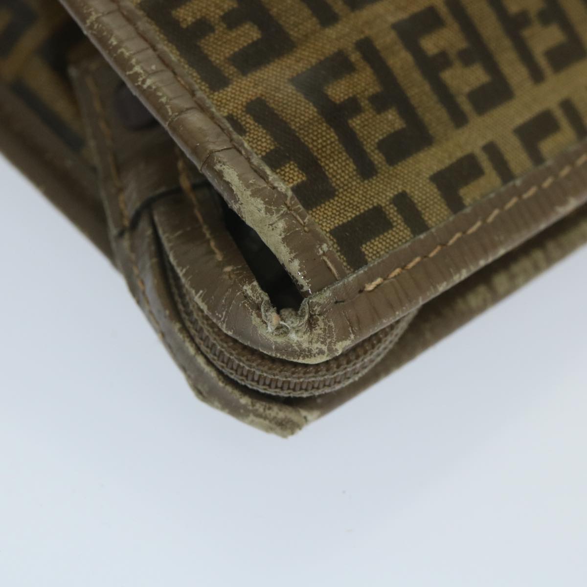 FENDI Zucchino Canvas Clutch Bag Coated Canvas Brownti1272