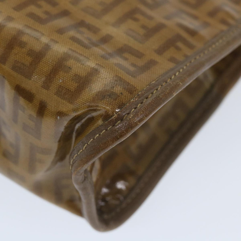 FENDI Zucchino Canvas Clutch Bag Coated Canvas Brownti1273