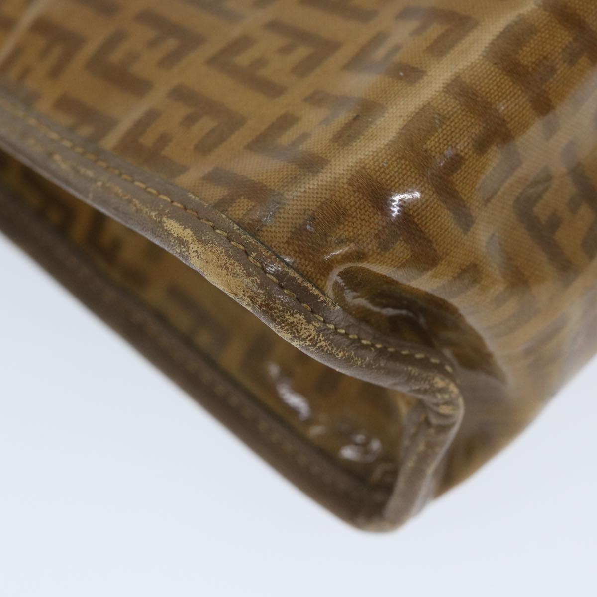 FENDI Zucchino Canvas Clutch Bag Coated Canvas Brownti1273