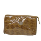 FENDI Zucchino Canvas Clutch Bag Coated Canvas Brownti1273