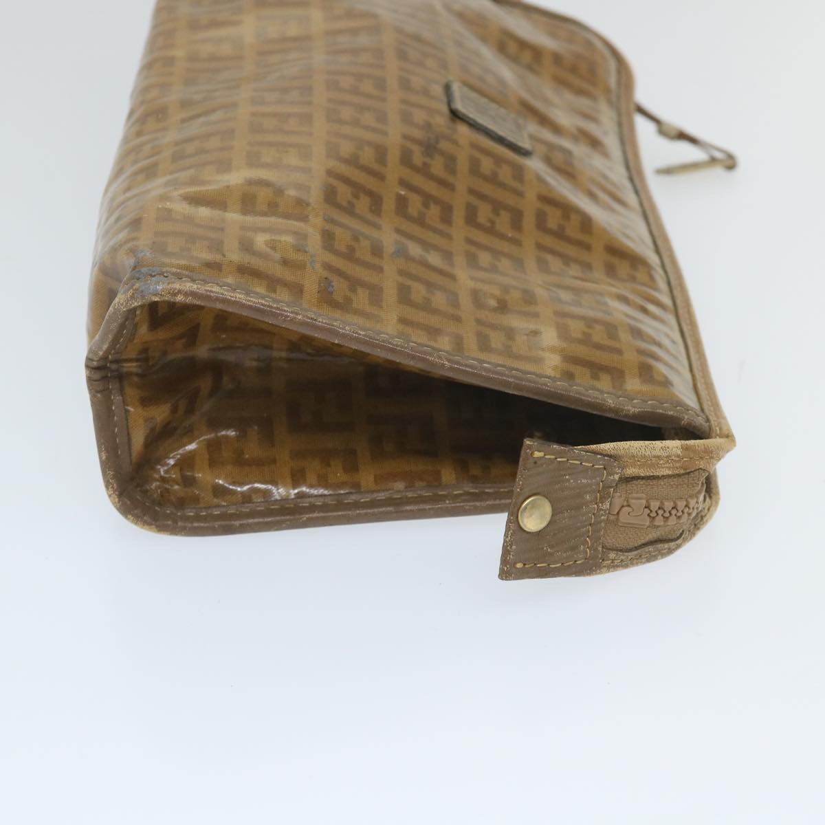 FENDI Zucchino Canvas Clutch Bag Coated Canvas Brownti1273