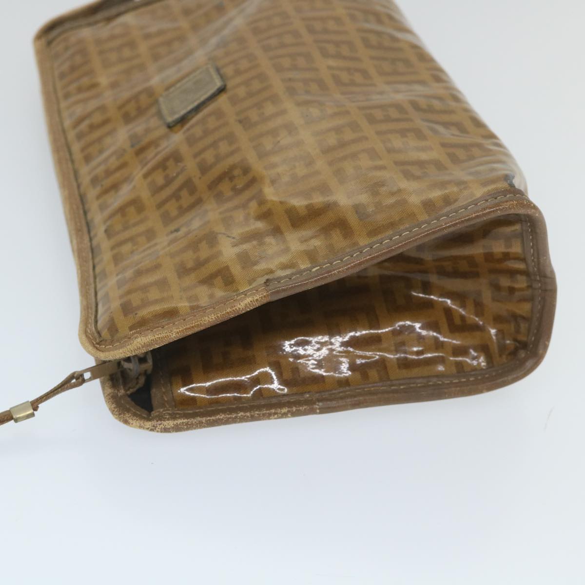 FENDI Zucchino Canvas Clutch Bag Coated Canvas Brownti1273