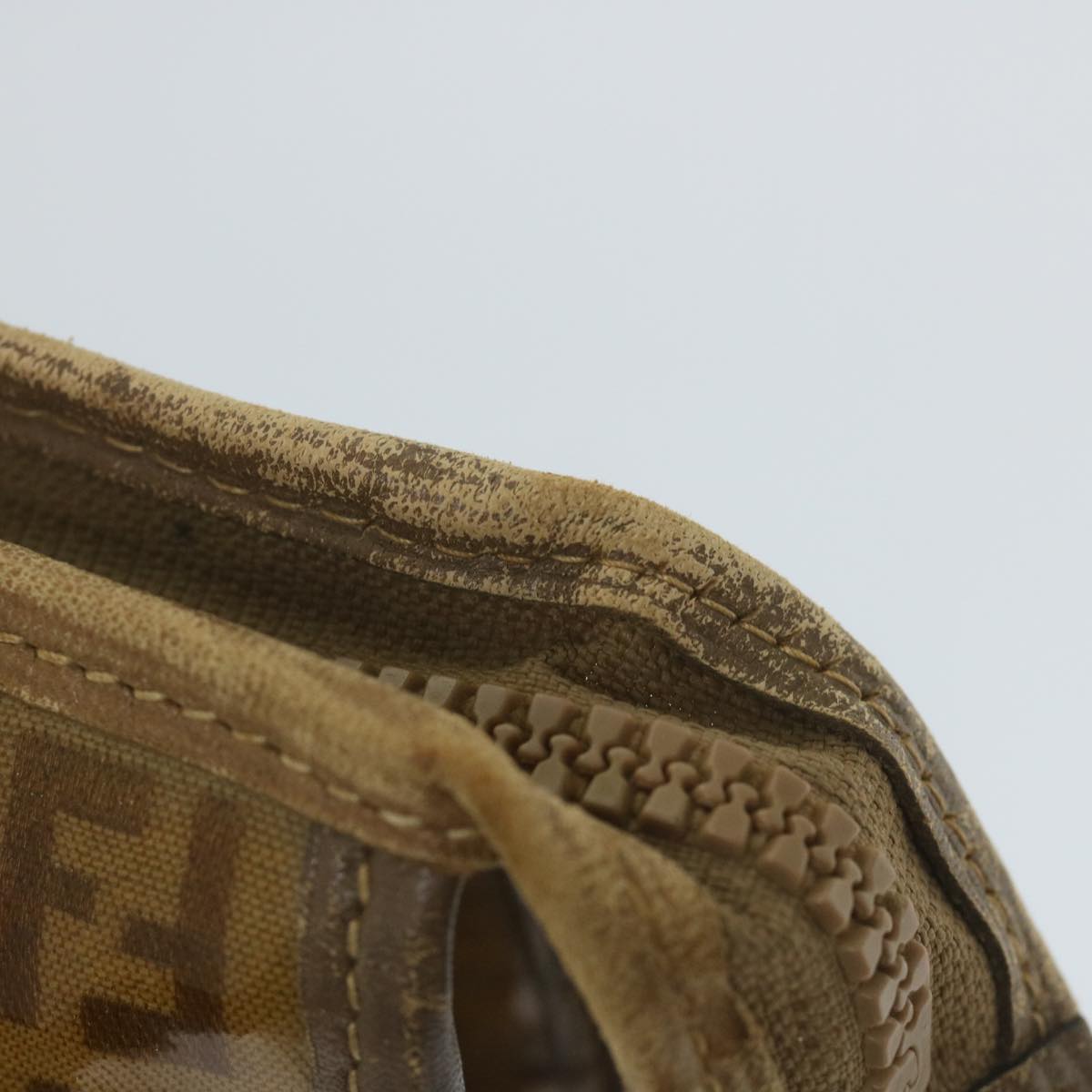 FENDI Zucchino Canvas Clutch Bag Coated Canvas Brownti1273