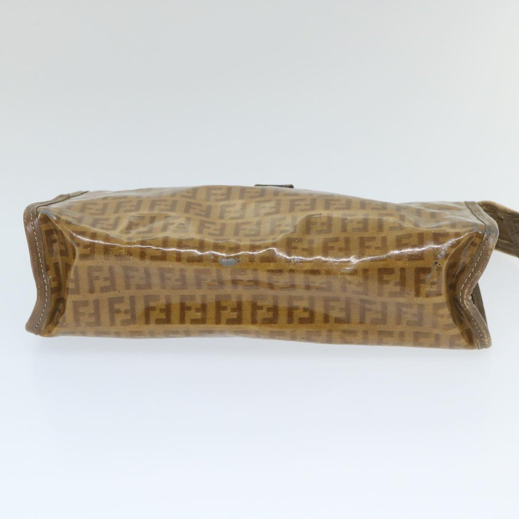 FENDI Zucchino Canvas Clutch Bag Coated Canvas Brownti1273