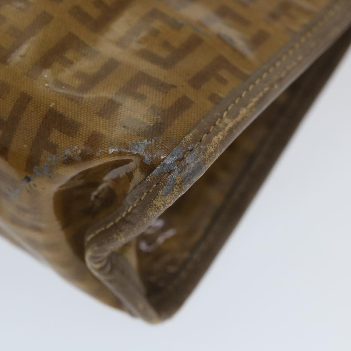 FENDI Zucchino Canvas Clutch Bag Coated Canvas Brownti1273