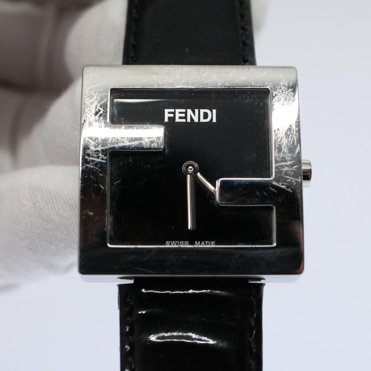 FENDI Watches Metal Enamel Black Silverti1346