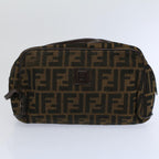 FENDI Zucca Canvas Zucchino Canvas Clutch Bag 2Set Brown Blackti1353