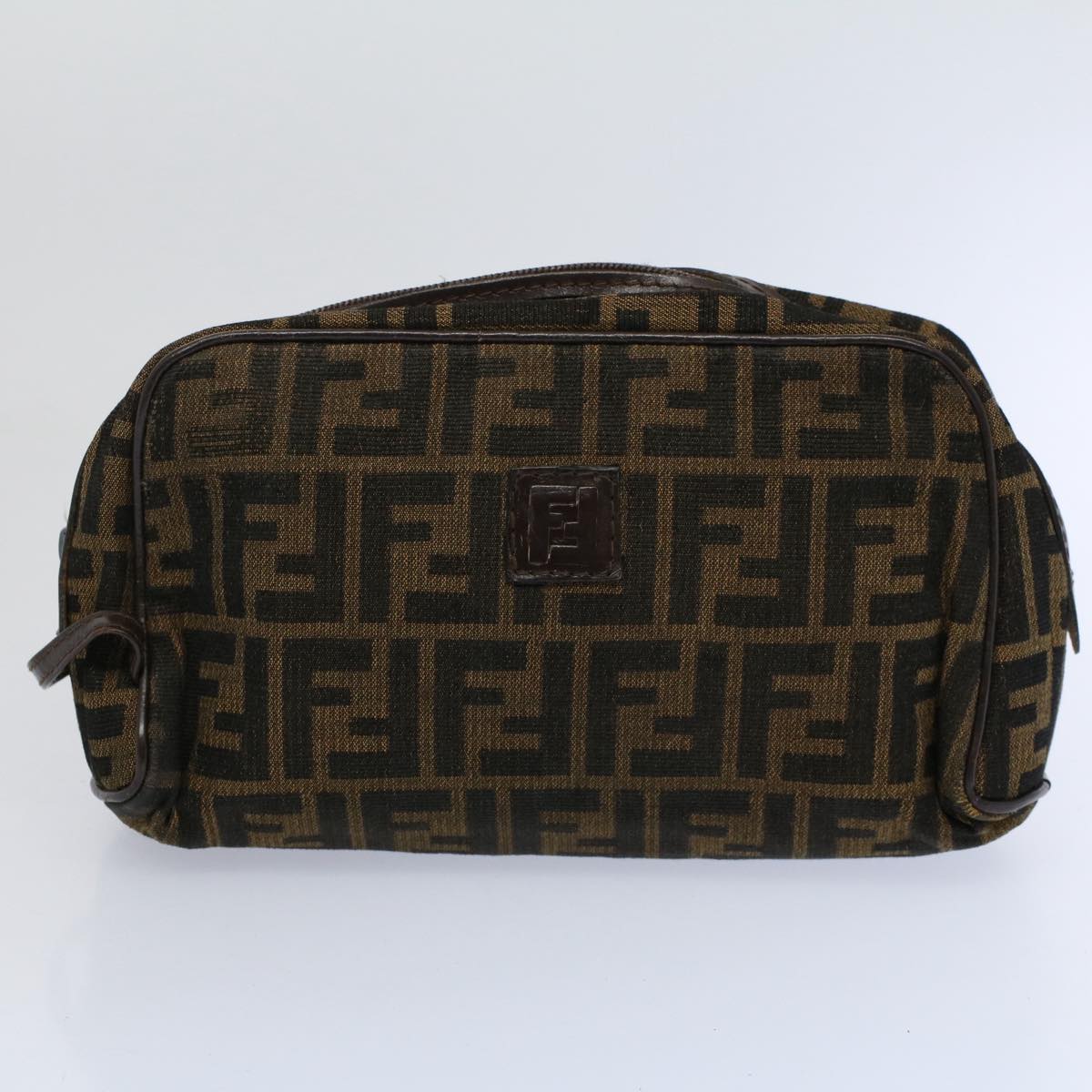 FENDI Zucca Canvas Zucchino Canvas Clutch Bag 2Set Brown Blackti1353
