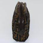 FENDI Zucca Canvas Zucchino Canvas Clutch Bag 2Set Brown Blackti1353