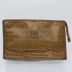FENDI Zucca Canvas Zucchino Canvas Clutch Bag 2Set Brown Blackti1353