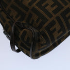 FENDI Zucca Canvas Zucchino Canvas Clutch Bag 2Set Brown Blackti1353